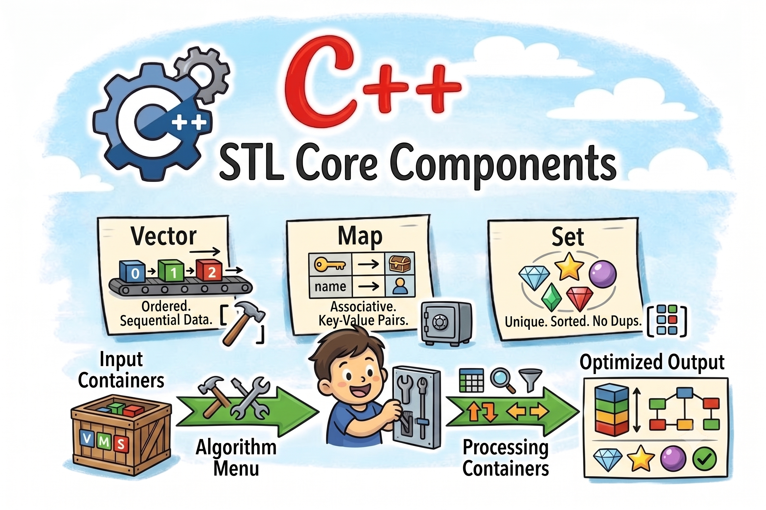 STL in C++ – Vectors, Maps, Sets, and Algorithms